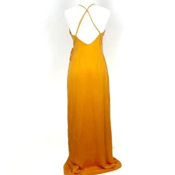 NWT NBD Esperanza Gown in Canary Orange Cupro Rayon Wrap Cross Dress Size: Small - Picture 4 of 6